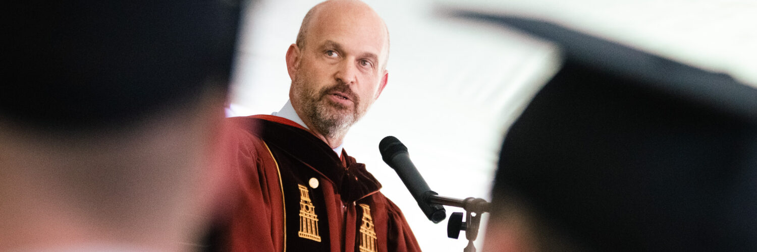 Kevin Roberts, president of the Heritage Foundation, delivers the 2025 Commencement Address at Thomas More College of Liberal Arts.