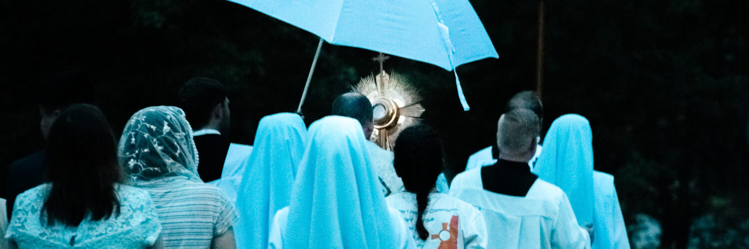 A Eucharistic procession on the campus of Thomas More College, Merrimack, NH.